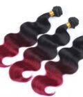 Ombre Dark Brown & Red Wine Body Wave Bundles