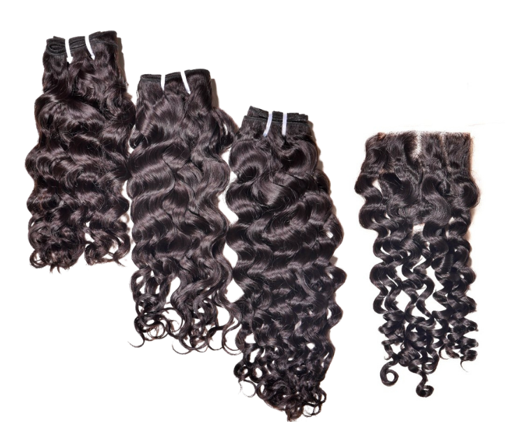 Spanish Wave Hair Extension 3pcs Bundles with 4*4 Lace Closure | 100% Virgin Remy Human Hair Weave
