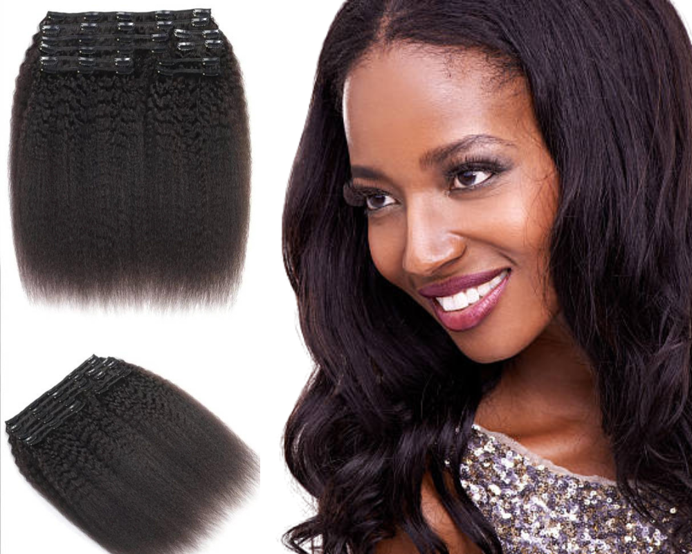 Kinky Straight Clip In Hair Extensions | 100% Remy Human Hair - BeDazzle  Hair Sista