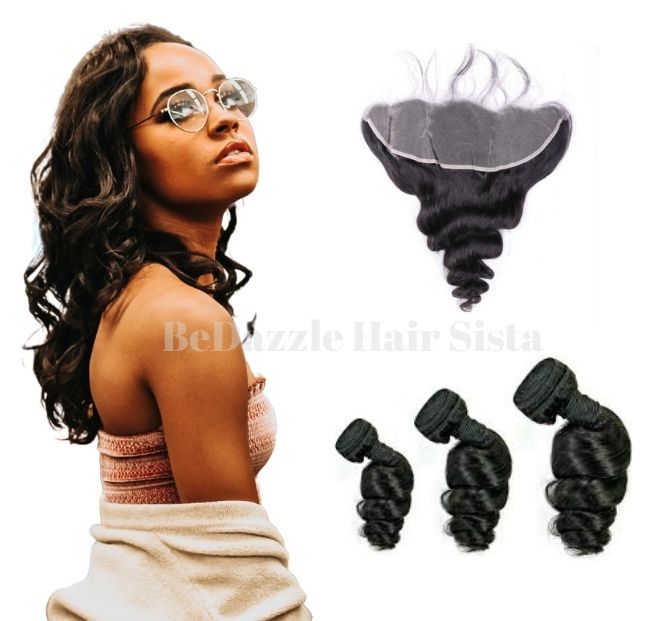 Hair Extensions | Loose Wave 3pcs Bundles & 13*4 Lace Frontal | 100% Virgin Human Hair