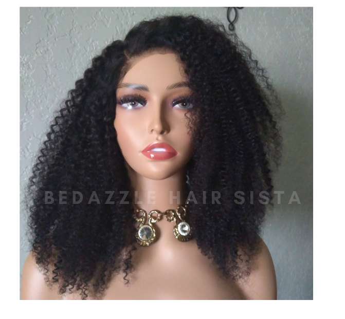 KM Collection | Mone’e | Kinky Curl 4×4 Swiss Lace Front Wig | 100% Virgin Human Hair