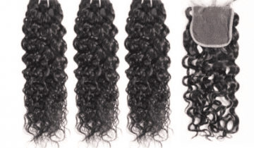 Water Wave 3pcs Bundles with 4×4 Lace Closure | 100% Virgin Human Hair