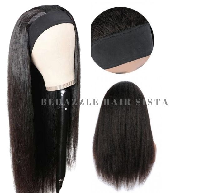 Kinky Straight Headband Wig No Glue! No Lace! Brazilian100% Real Remy Human Hair Wig