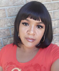 Straight Machine Made Bob With Bangs Short Wigs | Non Lace | 100% Brazilian Virgin Human Hair