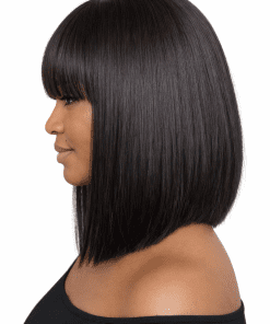 Silky Straight Bob Wig with Bangs – Human Hair HD Lace Glueless Blunt Cut Bob