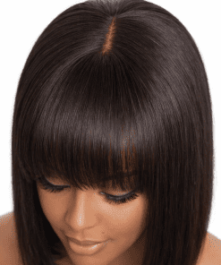Silky Straight Bob Wig with Bangs – Human Hair HD Lace Glueless Blunt Cut Bob