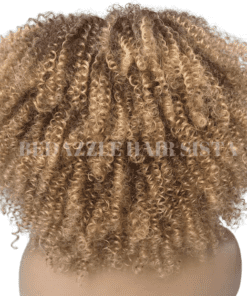 Blonde Afro Puff Kinky Curly Wig with Bangs | Soft & Lightweight Synthetic Wig