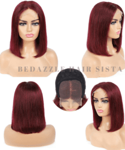 Burgundy Short Bob Wig | 100% Real Human Hair