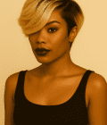 Blonde Ombre Lace Front Pixie Wig | 100% Human Hair | Short Glueless Wig with Dark Roots & Side Bangs