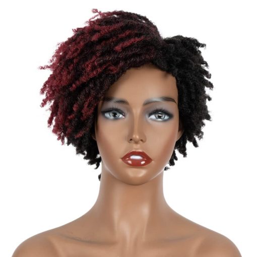 Short Faux Locs Wig 1B/Burgndy Afro Twist Wig