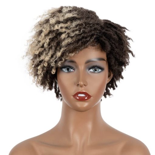 Short Faux Locs Wig 1B/Blonde Afro Twist Wig