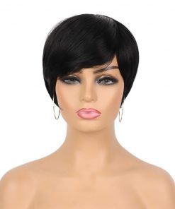 Black pixie cut synthetic wig