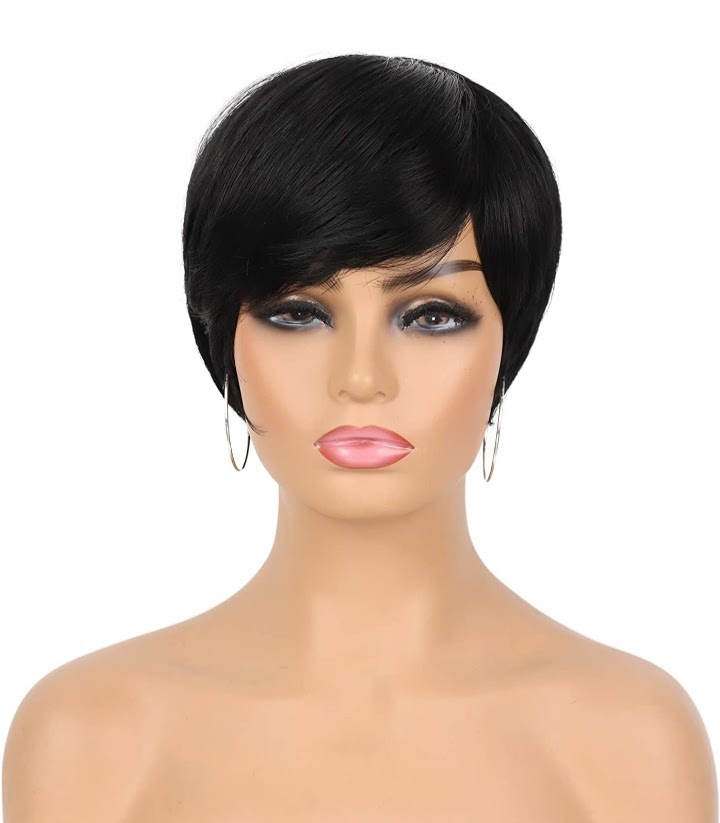 Non Lace Pixie Cut Style Wig with Bangs 100 Premium Synthetic