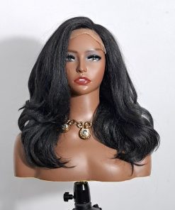 Natural Black Kinky Straight HD Lace Front | Synthetic Wig