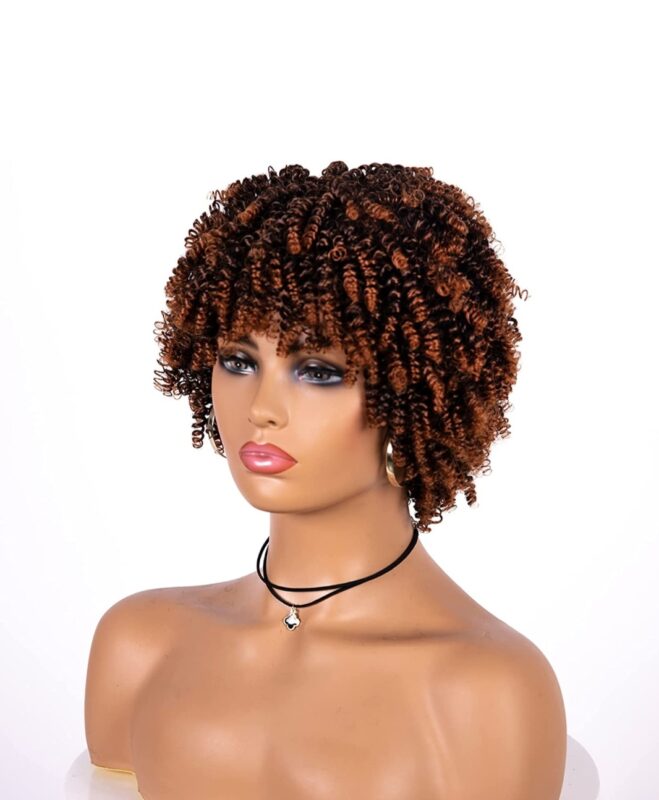 Short Ombre Brown Coil Spring Twist Wig