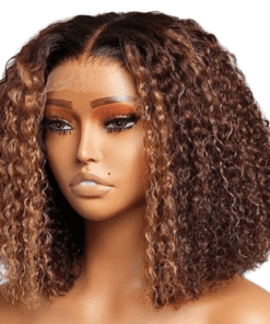 Glueless Curly Ombre Highlight HD Lace Human Hair Curly Wig