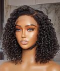 Premium 12" 4C Edges Curly Wig for Black Women