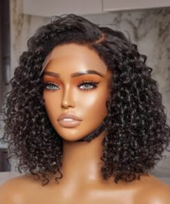 Premium 12" 4C Edges Curly Wig for Black Women