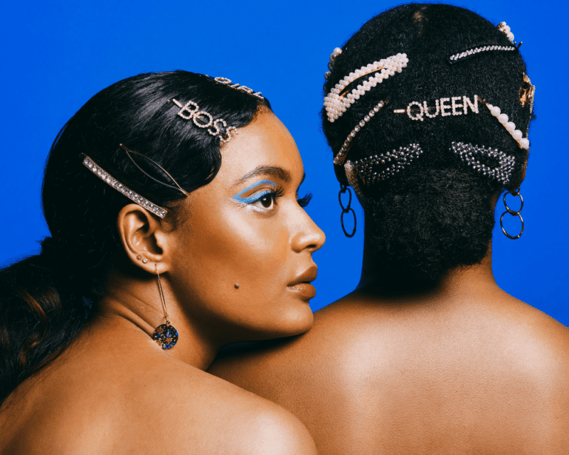 woman with hair pins and accessories