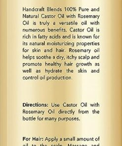 Handcraft Castor Oil with Rosemary Oil for Hair Growth, Eyelashes and Eyebrows - 100% Pure and Natural Carrier Oil, Hair Oil and Body Oil - Moisturizing Massage Oil for Aromatherapy - 8 fl. Oz