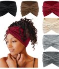 Tobeffect Wide Headbands for Women, 7'' Extra Large Turban Headband Boho Hairband Hair Twisted Knot Accessories, 6 Pack