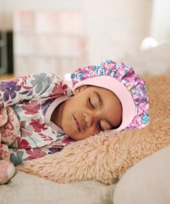 4 Pcs Silk Bonnet for Sleeping Kids Bonnets for Girls Baby Satin Sleep Cap Hair Wraps for Curly Natural Hair Elastic Wide Band