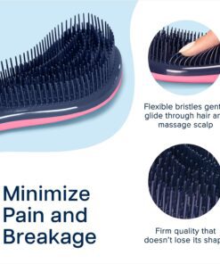 Crave Naturals Glide Thru Detangling Brush for Adults & Kids Hair - Detangler Brush for Natural, Curly, Straight, Wet or Dry Hair, for Men & Women, Little Girl Hair Accessories, 1pk, Pink