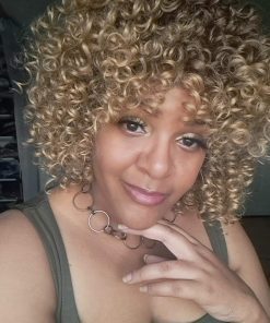 14 inch Brown to Blonde Afro Curly Synthetic Wig | Premium Quality
