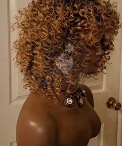 14 inch Brown to Blonde Afro Curly Synthetic Wig | Premium Quality