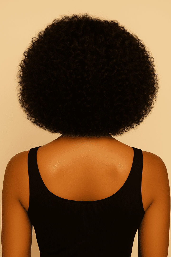 Back view of Short Jerry Curl Human Hair Bob Wig in natural black, showing soft defined curls and a natural-looking hairline. Glueless HD lace design.