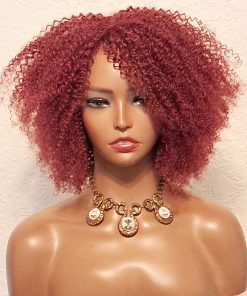 Short Red Jerry Curl Human Wig – Vibrant color, soft bouncy curls