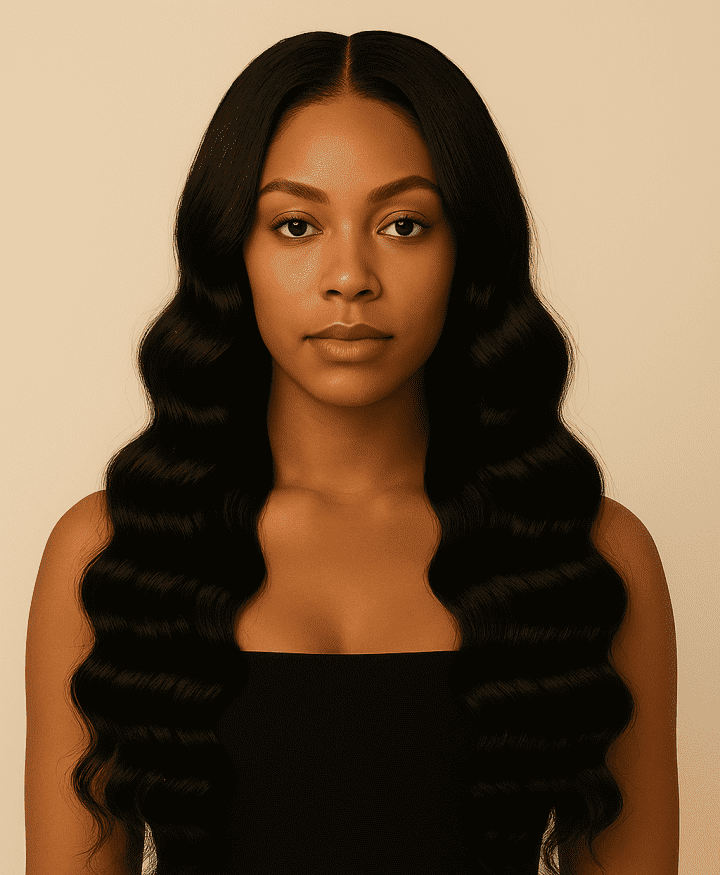 Loose Wave bundles displayed with defined curls and glossy finish.