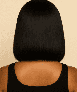 Natural Black Straight Bob Wig with Bangs – 100% Human Hair | Glueless, Pre-Styled, Ready-to-Wear