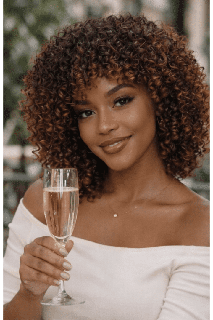 Natural Big Afro Kinky Curl Wig with Bangs | Soft & Lightweight Synthetic Wig - Image 3