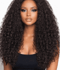 Kinky curly human hair wig with glueless 13x4 lace frontal and natural side part