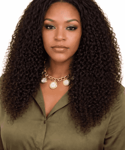 Afro kinky curly glueless human hair wig 18 inch front view with HD lace pre plucked natural hairline for Black women