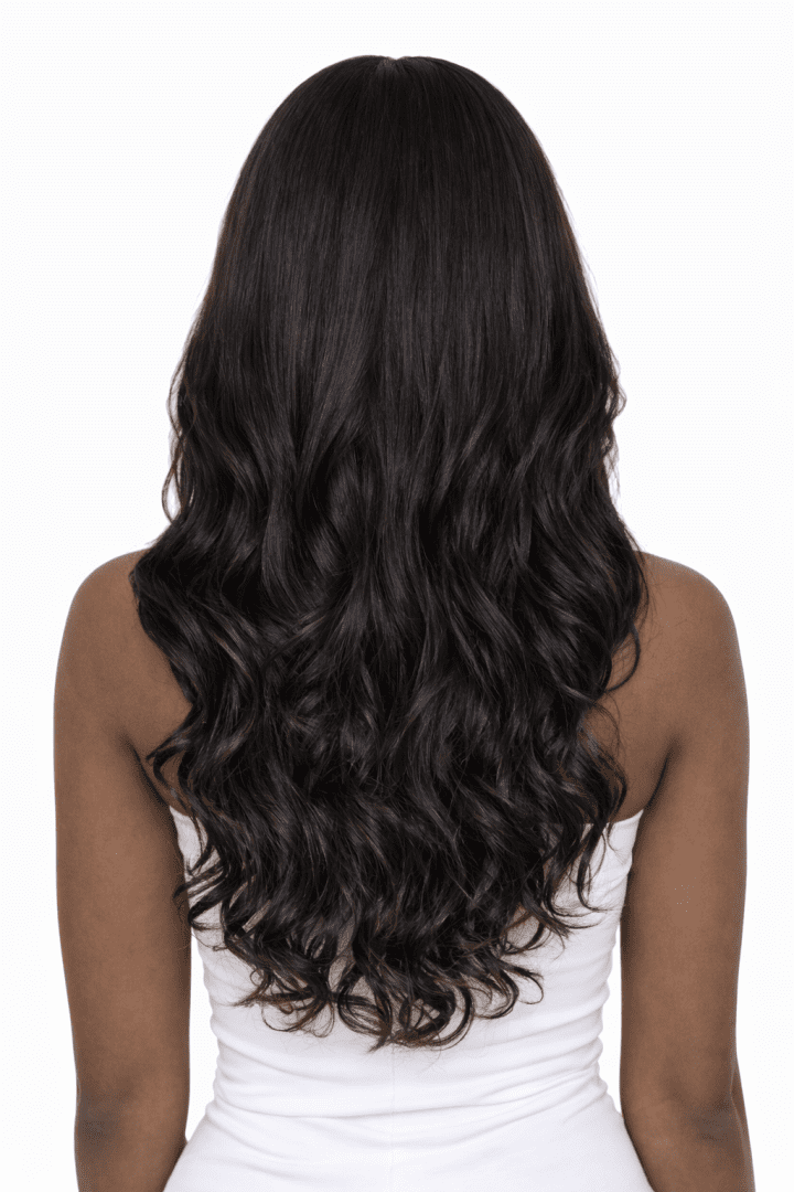 loose body wave human hair wig back view full density
