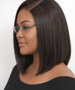 Blunt Cut Yaki Straight Bob Wig Human Hair Pre-Cut Glueless HD Lace Closure Wig