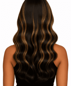 Body Wave Dark Brown Highlights Glueless Wig | HD Lace Human Hair (Pre-Plucked, Pre-Cut, Ready-to-Wear)