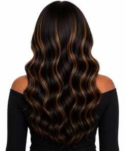 Body Wave Dark Brown Highlights Glueless Wig | HD Lace Human Hair (Pre-Plucked, Pre-Cut, Ready-to-Wear)