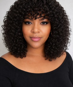 Curly Water Wave Bob Wig with Bangs Human Hair | 10 Inch Glueless Short Curly Wig for Natural Everyday Wear
