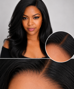 Synthetic Kinky Straight Glueless Wig | Soft Natural Swiss Lace Front Wig | Beginner Friendly Ready to Wear Wig | Everyday Black Women Wig