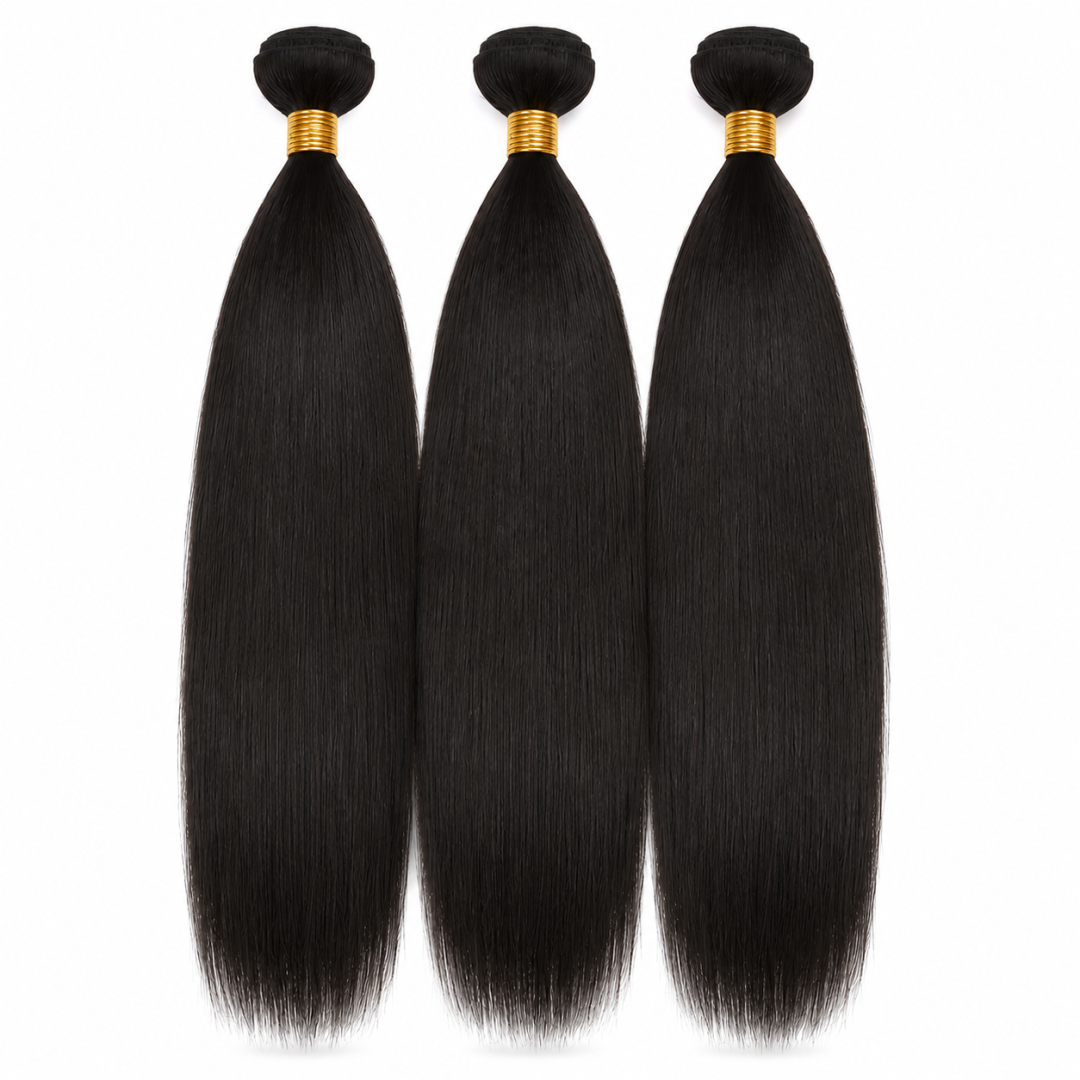 Yaki Relaxed Straight 3 Bundles | 100% Virgin Remy Human Hair | Natural Relaxed Texture