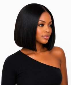 8" inch Yaki Straight Bob Human Hair Drawstring Wig – Glueless Natural Hairline Lace Wig