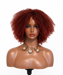 Burgundy Curly Full Cap Human Hair Wig – Soft Defined Curls | Natural Look for Black Women