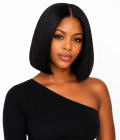 8" inch Yaki Straight Bob Human Hair Drawstring Wig – Glueless Natural Hairline Lace Wig