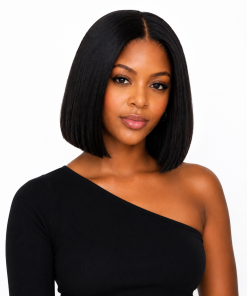 8" inch Yaki Straight Bob Human Hair Drawstring Wig – Glueless Natural Hairline Lace Wig